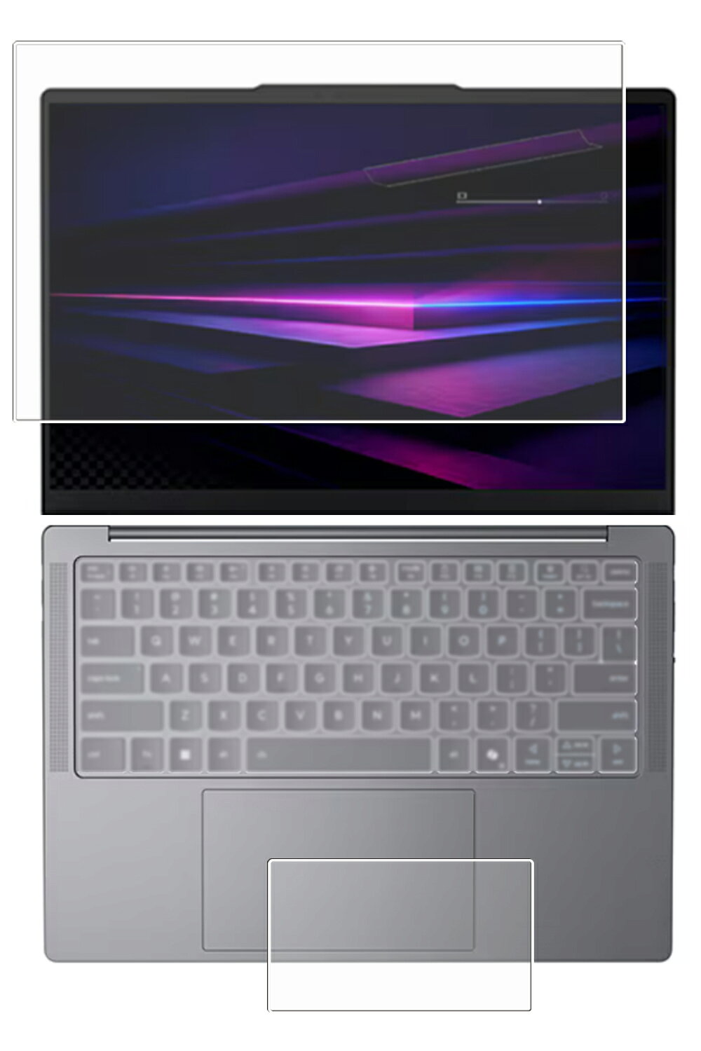 [2枚組(画面+タッチパッド)] Lenovo Yoga Slim7i Gen 11 Aura Edition 14型 2026年モデル 用 [N35] 高機能 反射防止 スムースタッチ 抗菌 液晶 保護 フィルム ★
