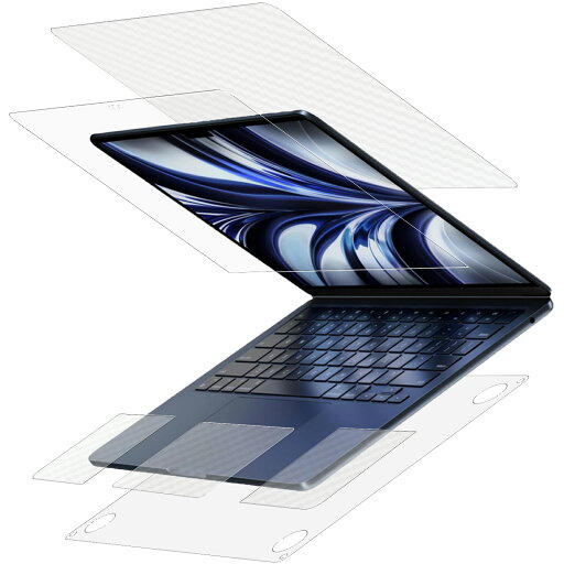 【5点セット(画面+天板+底面+パームレスト+タッチパッド)】 MacBook Air 13.6 2022 M2用 液晶 保護 フィルム 超撥水 すべすべ 抗菌 抗ウイルス タイプ + 底面 マット 反射低減 保護フィルム + 天板・パームレスト・タッチパッド カーボン調 クリア 保護フィルム 【5点セット(画面+天板+底面+パームレスト+タッチパッド)】 MacBook Air 13.6 2022 M2用 液晶 保護 フィルム 超撥水 すべすべ 抗菌 抗ウイルス タイプ + 底面 マット 反射低減 保護フィルム + 天板・パームレスト・タッチパッド カーボン調 クリア 保護フィルム