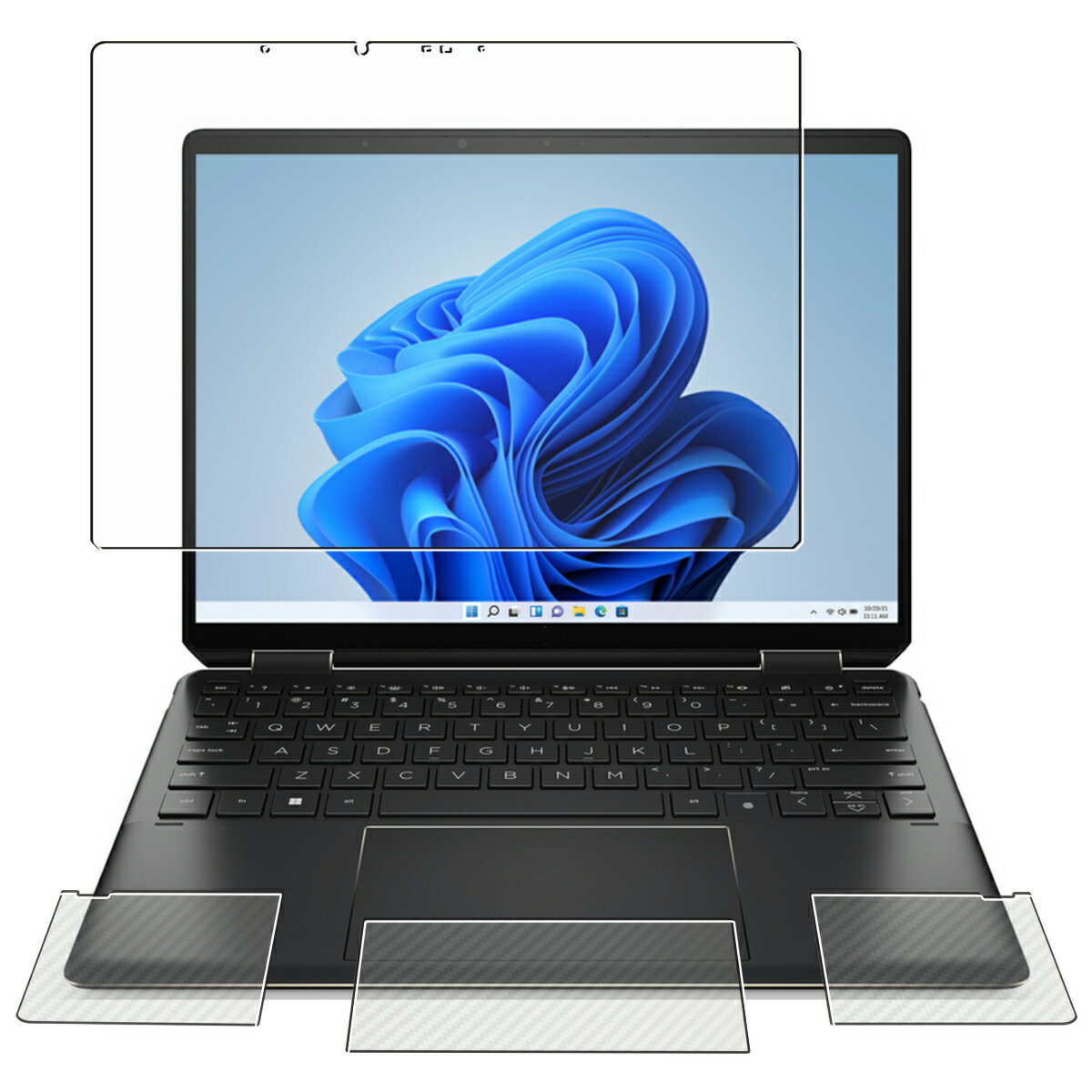 【3点セット(画面+パームレスト+タッチパッド)】HP Spectre x360 14-ef 14-ef0000 / 14-ef2000 2022/23年モデル 用 [N35] 超撥水 すべすべタッチ 抗菌 クリア タイプ 液晶 保護 フィルム ＋ カーボン調 保護フィルム ★ エイチピー スペクトル(2)