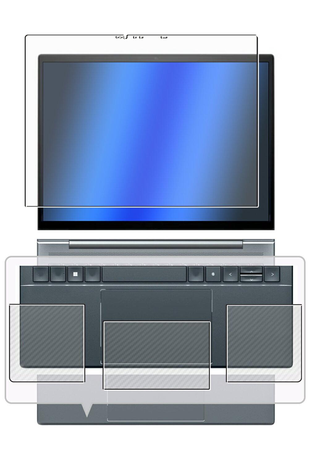 【3点セット(画面+パームレスト+タッチパッド)】HP Dragonfly G4 2023年 / Elite Dragonfly G3 2022年 タッチモデル 用 [N35] 清潔 目に優しい アンチグレア ブルーライト カット タイプ 液晶 保護 フィルム ＋ カーボン調 保護フィルム ★