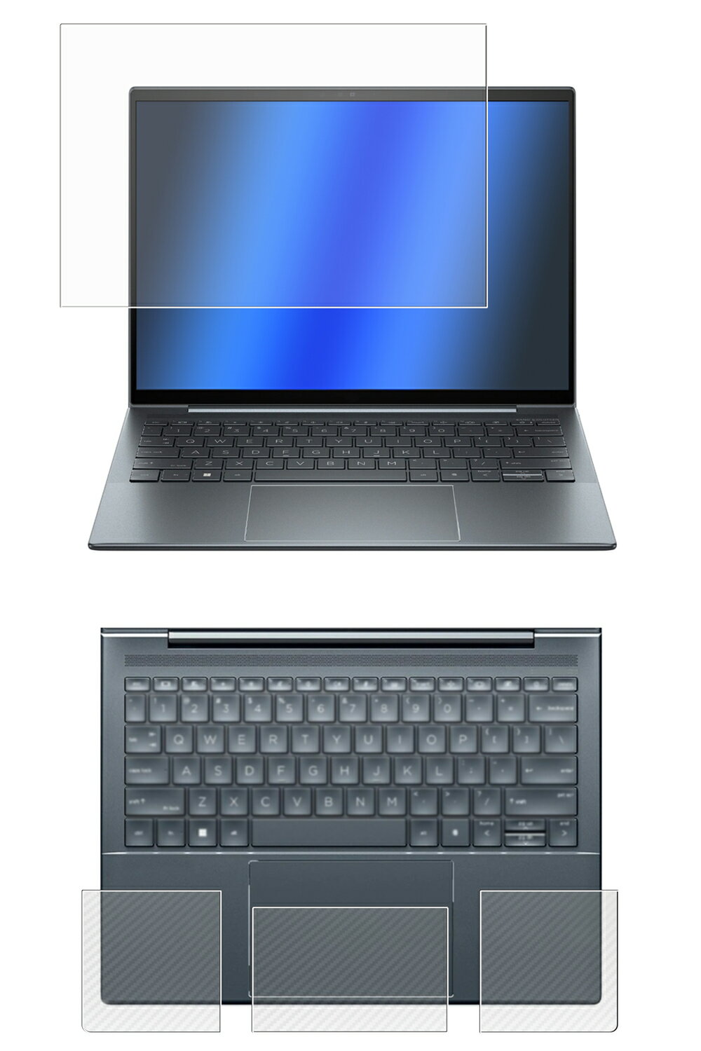 【3点セット(画面+パームレスト+タッチパッド)】HP Dragonfly G4 2023年 / Elite Dragonfly G3 2022年 非タッチモデル 用 [N35] 安心の5大機能 衝撃吸収 ブルーライト カット 液晶 保護 フィルム ＋ カーボン調 保護フィルム 反射防止 抗菌 気泡レス ★