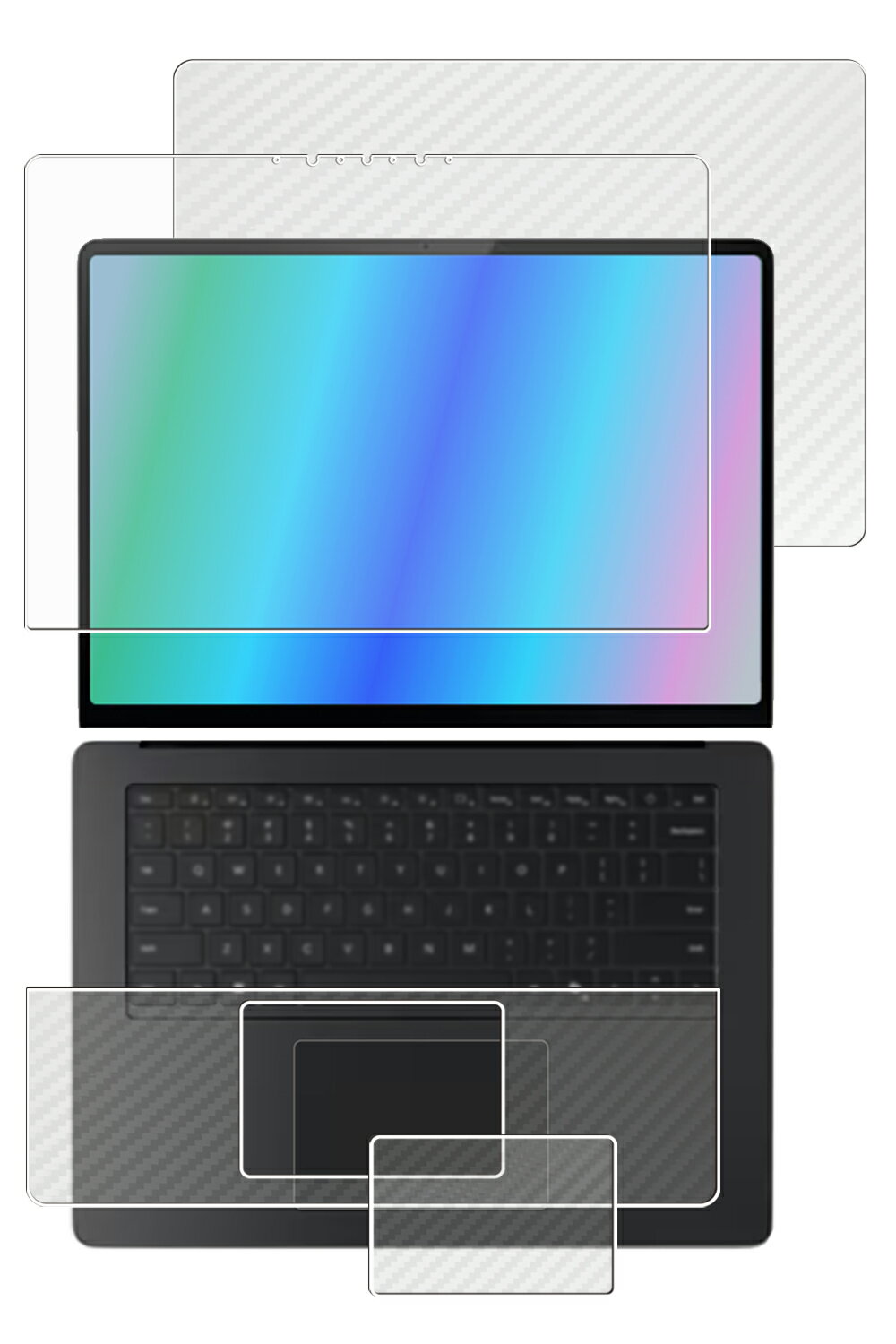 【4点セット(画面+天板+パームレスト+タッチパッド)】Microsoft Surface Laptop 第7世代 Copilot+ PC 15インチ 用 [N35] 安心の5大機能 衝撃吸収 ブルーライト カット 液晶 保護 フィルム ＋ カーボン調 保護フィルム 反射防止 抗菌 気泡レス ★