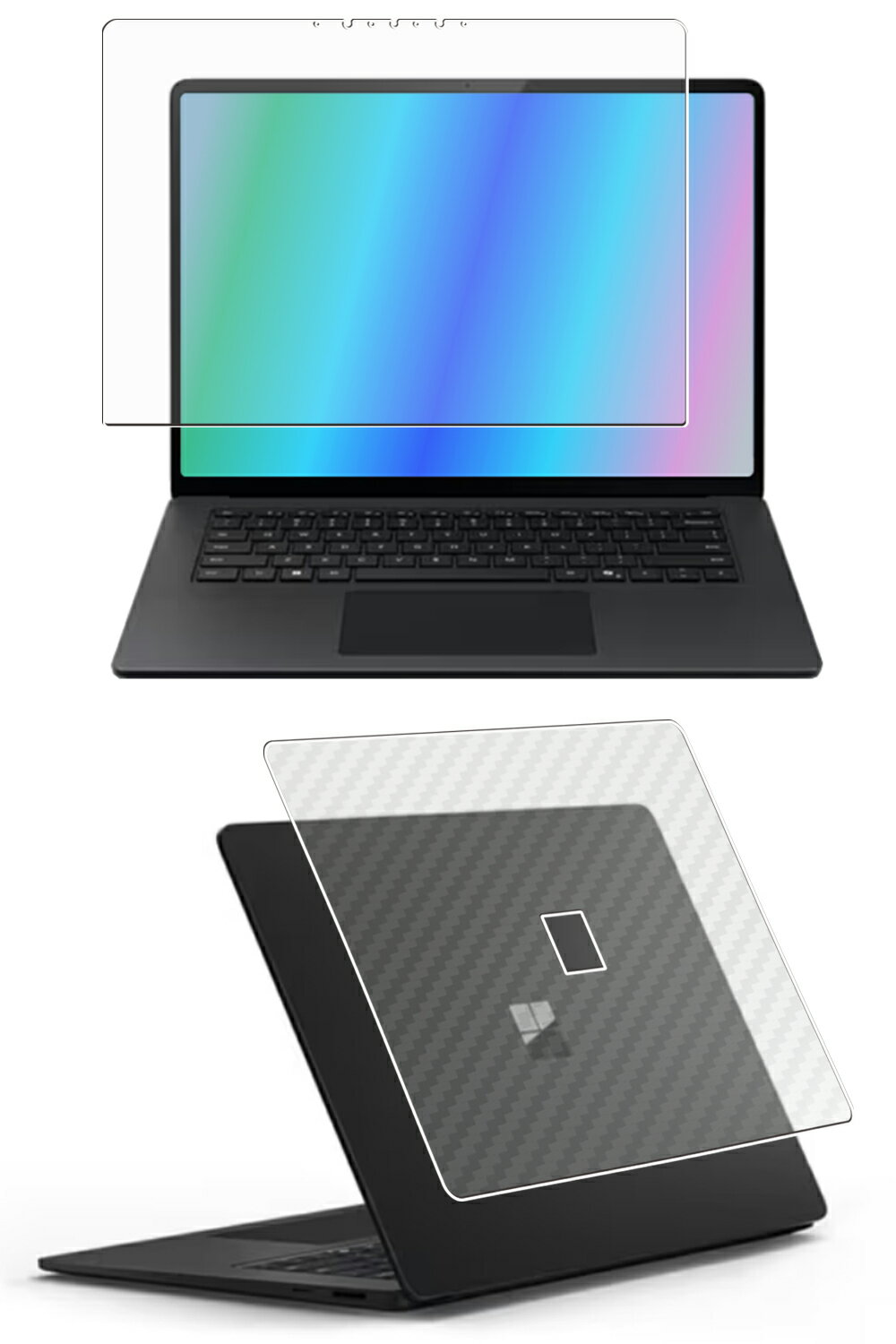 【スーパーSALE 割引】【2枚組(画面+天板)】Microsoft Surface Laptop 第7世代 Copilot+ PC 15インチ 用 [N35-B4] 安心の5大機能 衝撃吸収 ブルーライト カット 液晶 保護 フィルム ＋ カーボン調 天板 保護フィルム 反射防止 抗菌 気泡レス ★