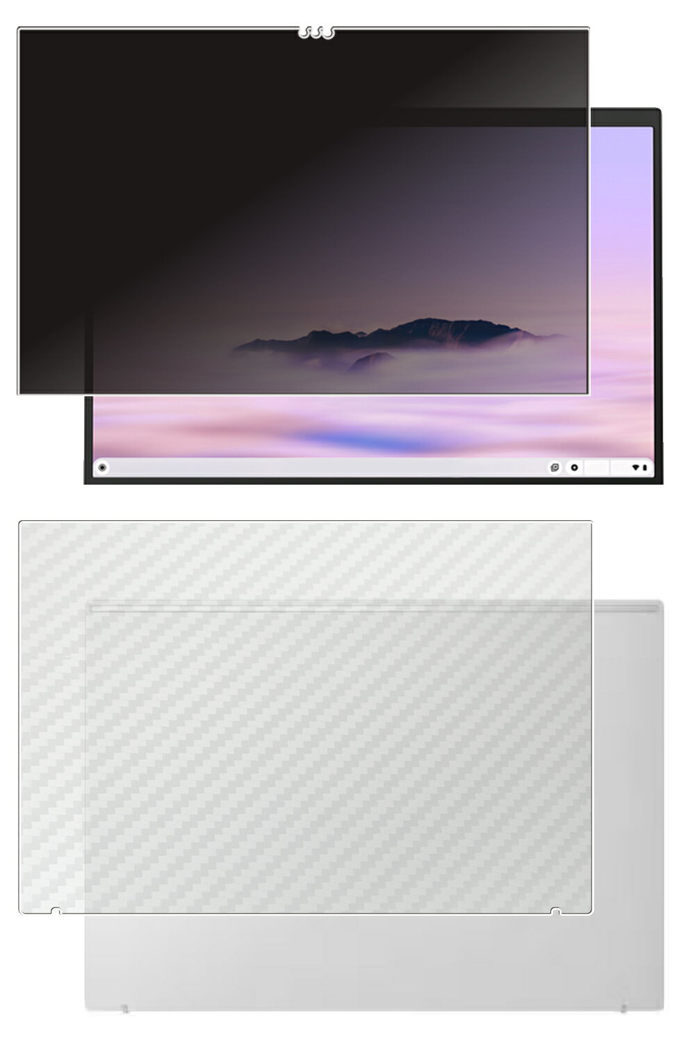 【2枚組(画面+天板)】ASUS ExpertBook CX54 Chromebook Plus CX5403 2024年 用 [N35] 4way のぞき見防止 プライバシー保護 液晶 保護 フィルム ＋ カーボン調 天板 保護フィルム ★ エイスース エキスパートブック クロームブック プラス シーエックス