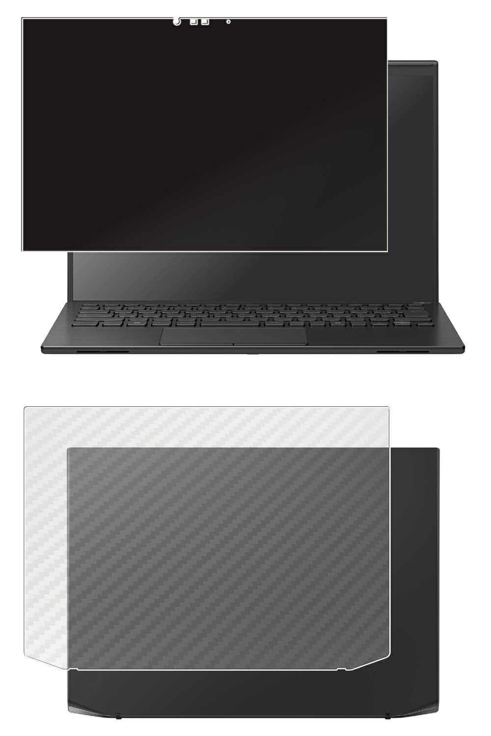 【2枚組(画面+天板)】VAIO SX14-R VJS4R1シリーズ 2024年モデル 用 [N35] 4way のぞき見防止 プライバシー保護 液晶 保護 フィルム ＋ カーボン調 天板 保護フィルム ★ バイオ