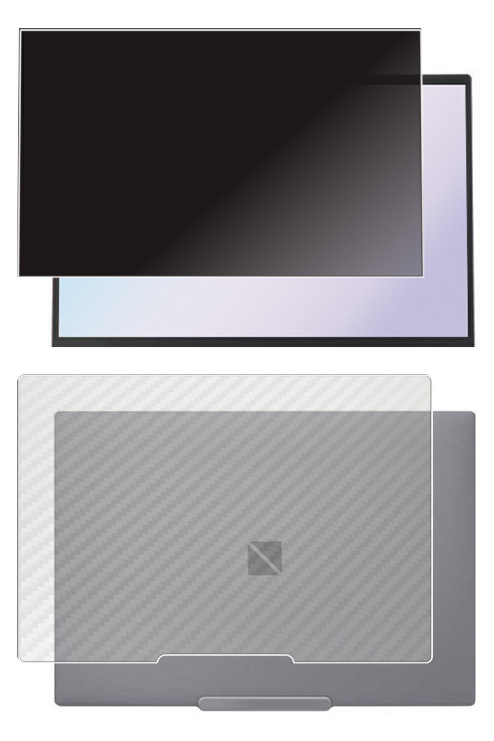 【2枚組(画面+天板)】NEC LAVIE NEXTREME / LAVIE Direct NEXTREME 2024年秋冬モデル 用 [N35] 2way のぞき見防止 プライバシー保護 液晶 保護 フィルム ＋ カーボン調 天板 保護フィルム ★