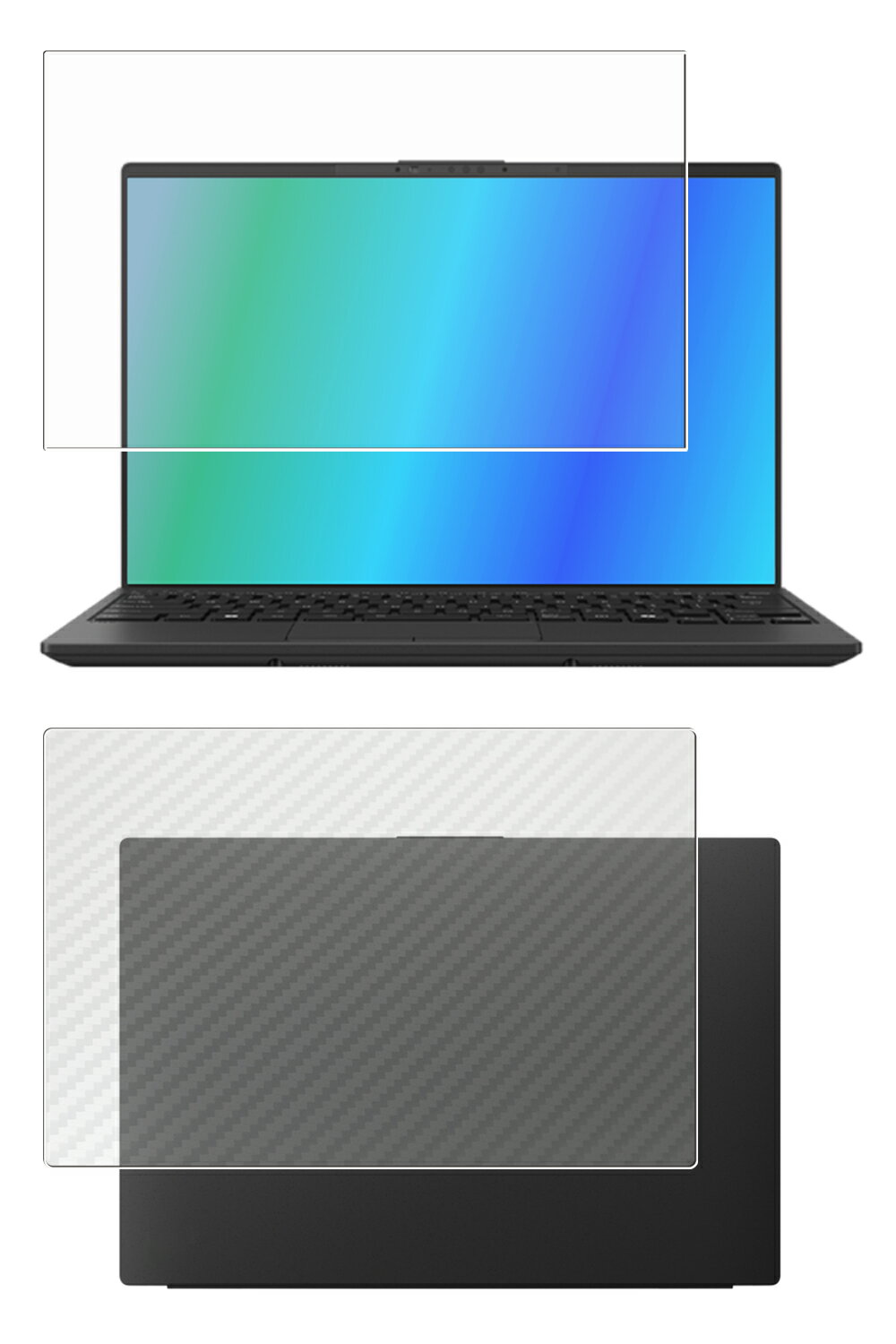 【2枚組(画面+天板)】Fujitsu FMV Note U UA-K1 WU1-K1 2025年1月モデル 用 [N35] 超撥水 すべすべタッチ 抗菌 クリア タイプ 液晶 保護 フィルム ＋ カーボン調 天板 保護フィルム ★