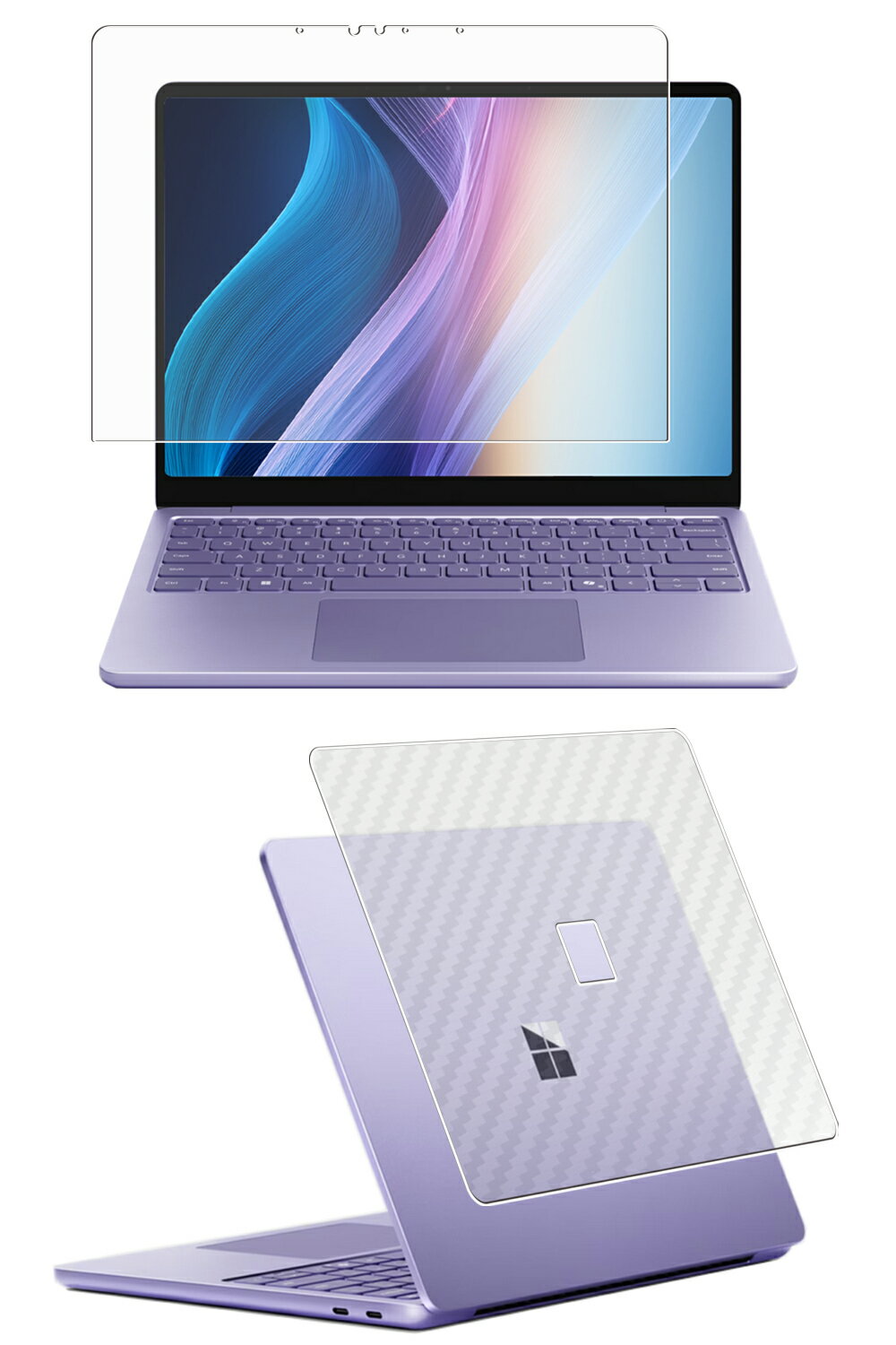 【2枚組(画面+天板)】Microsoft Surface Laptop 13インチ 2025年モデル 用 [N35] 高機能 反射防止 スムースタッチ 抗菌 液晶 保護 フィルム ＋ カーボン調 天板 保護フィルム ★