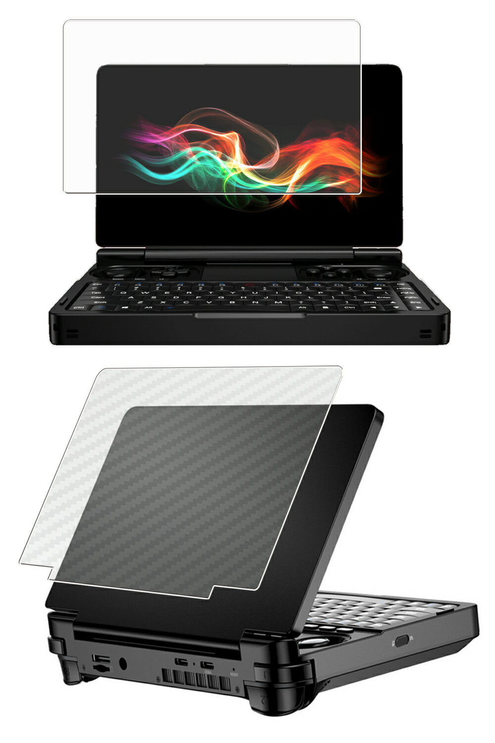 【スーパーSALE 割引】【2枚組(画面+天板)】GPD WIN Mini 2025 用 [7] マット 反射低減 タイプ 液晶 保護 フィルム ＋ カーボン調 天板 保護フィルム ★ ジーピーディー ウィン ミニ