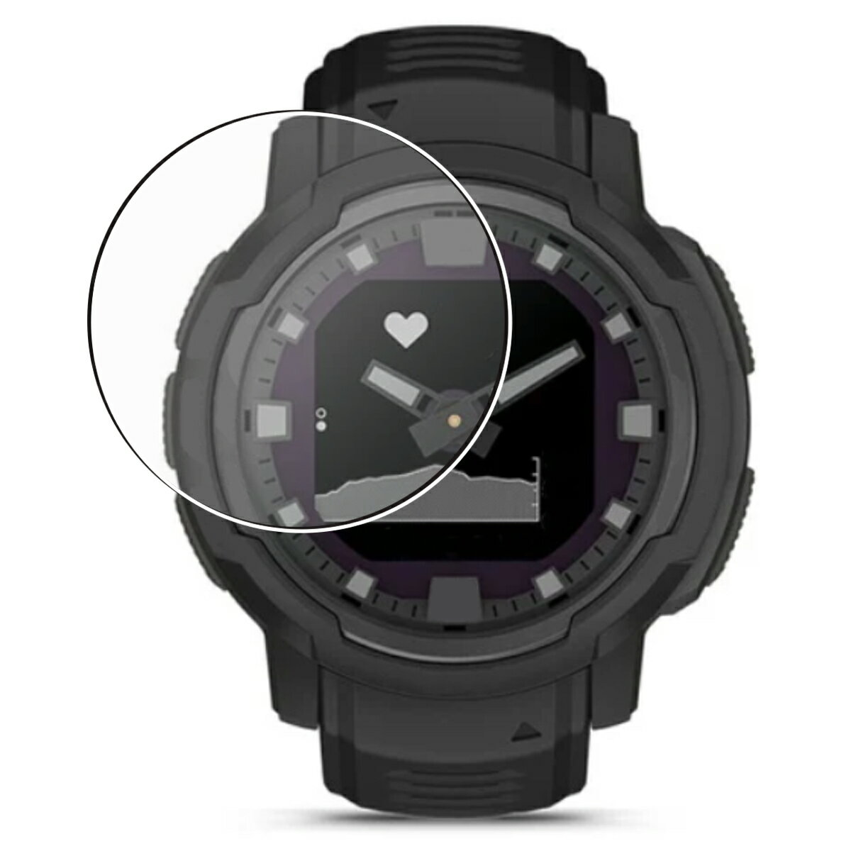 【2枚セット】Garmin Instinct Crossover 用 安心の5大機能 衝撃吸収 ブルーライト カット 液晶 保護 フィルム 反射防止 抗菌 気泡レス ★ ガーミン インスティンクト クロスオーバー