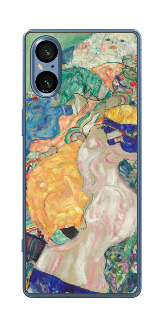 Sony Xperia 5 V用 プリント 背面 保護 フィルム 日本製 名画シリーズ グスタフ クリムト 赤ん坊