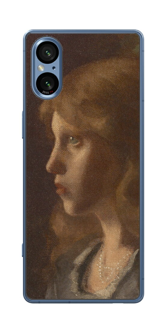 Sony Xperia 5 V用 プリント 背面 保護 フィルム 日本製 名画シリーズ グスタフ クリムト 横顔をみせる少女