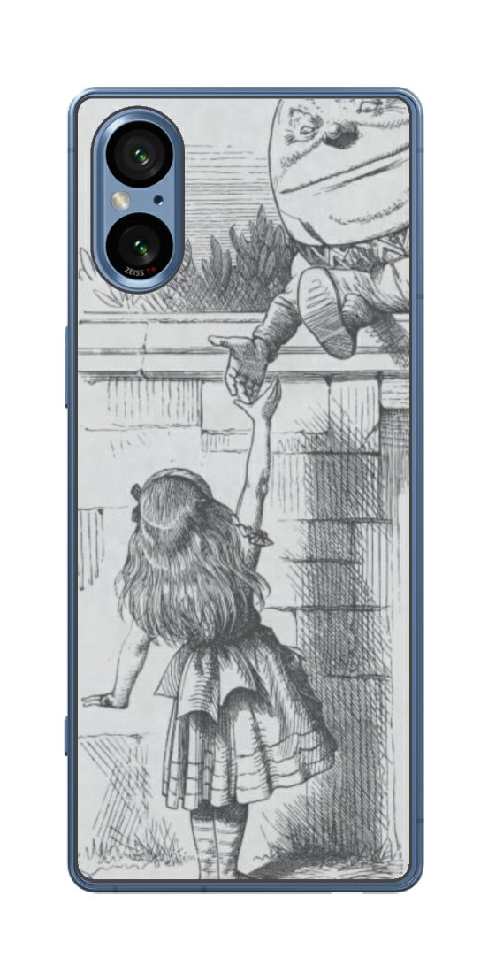 Sony Xperia 5 V用 プリント 背面 保護 フィルム 日本製 名画シリーズ ジョン・テニエル (John Tenniel) ハンプティ・ダンプティ