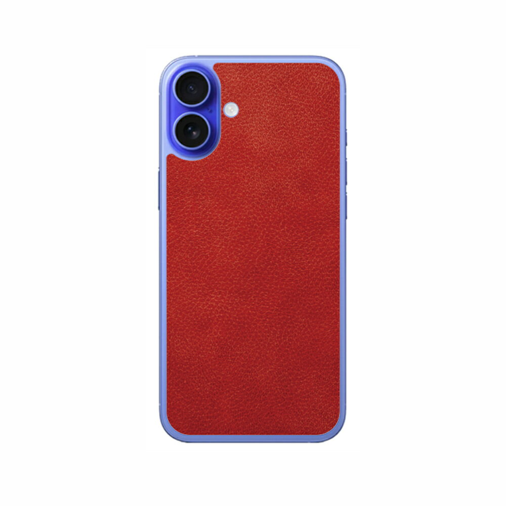 iPhone 16 Plus対応 スキンシール 背面 保護 シート フィルム 傷防止 日本製 [レッド レザー調]