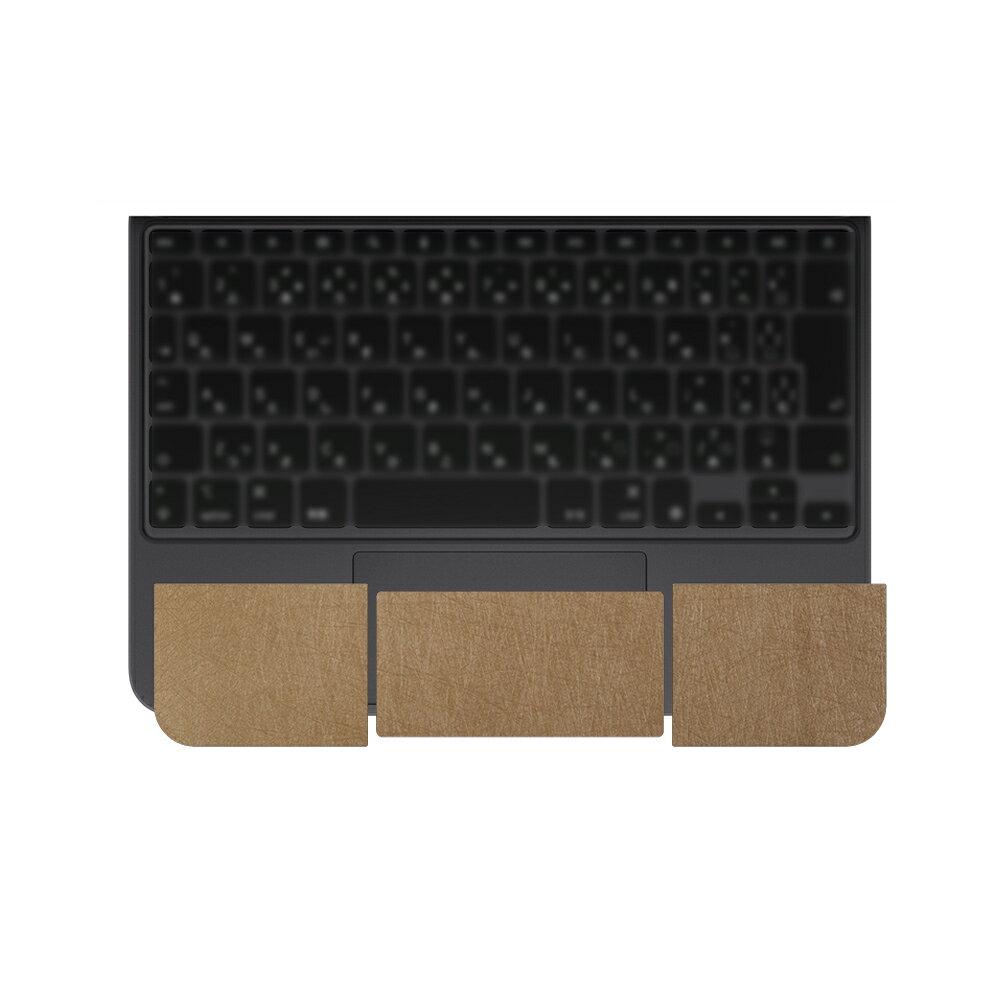 モバイルマスターの[パームレスト＋タッチパッド] Magic Keyboard (iPad Pro 11 M4 2024年モデル)対応 スキンシール 保護 フィルム 傷防止 日本製 [ゴールド/ランダムライン メタル調]｜アングル2