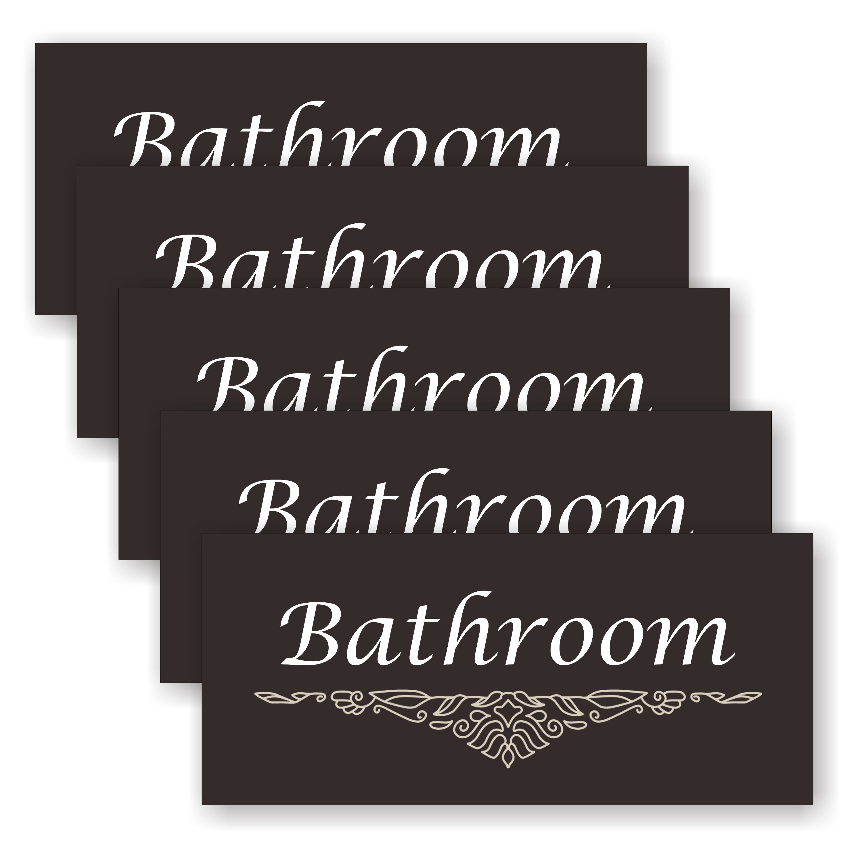 【5枚セット】【 BATH ROOM 】CHICシリーズ サイン シール ステッカー ユポ素材 180mm x 80mm 厚み0.08mm 長四角 サインシール ドアサイン ルームサイン マーク 案内標識 表示 自宅 会社 お店 店舗 ホテル 施設 日本製 [ブラック/文字ホワイト]