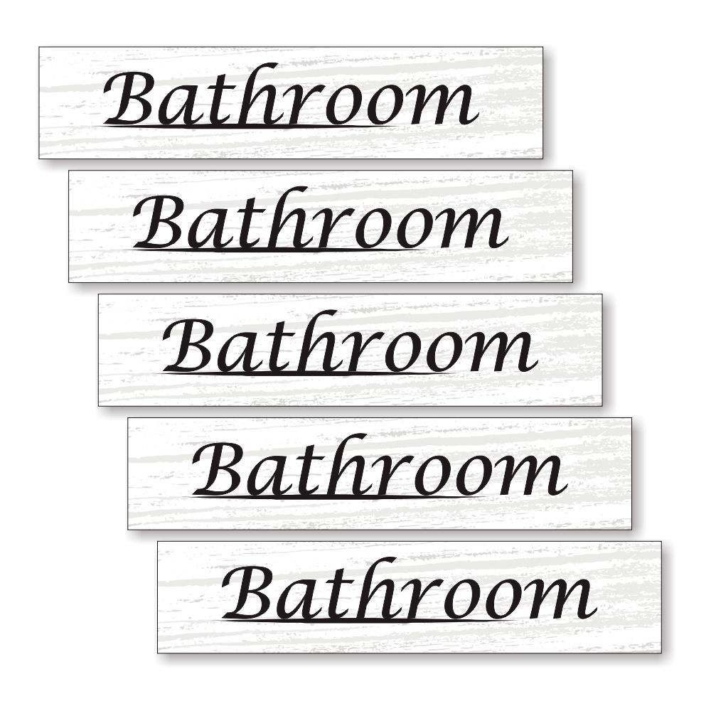 【5枚セット】CHICシリーズ【 BATH ROOM 】 サイン シール ステッカー ユポ素材 180mm x 40mm 厚み0.08mm 長四角 サインシール ドアサイン ルームサイン マーク 案内標識 表示 自宅 会社 お店 店舗 ホテル 施設 日本製 [木目 ウッド調/文字ブラック]