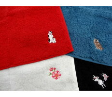 日本製今治産くるみん和柄タオルハンカチ刺繍入りかわいい刺繍入り今治産タオルハンカチ