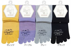 5本指ソックス レディース クルー丈 三匹の子豚プリント かわいい5本指ソックス お洒落五本指靴下 25sas