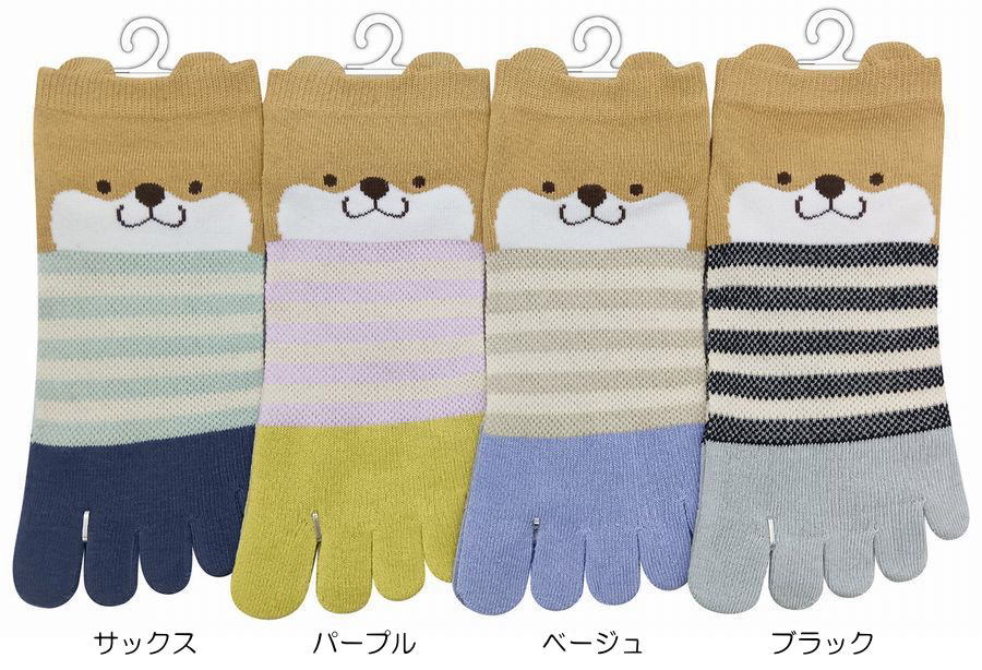 Rakuten - 5本指ソックス スニーカーくるぶし丈 レディース カワウソ メッシュ 5本指靴下 25sas