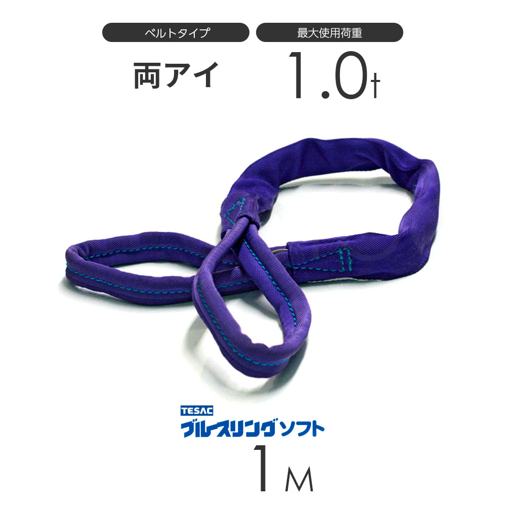 ブルースリング ソフト E型（両端アイ）1.0t × 1.0M ベルトスリング made in JAPAN