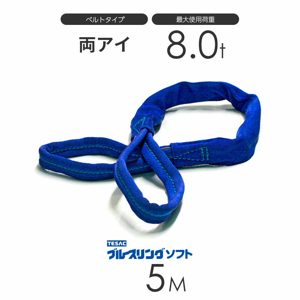 ブルースリング ソフト E型（両端アイ）8.0t × 5.0M ベルトスリング made in JAPAN