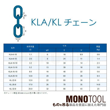 マーテック KLA6 スリングチェーン KLA-6-10 使用荷重1.1t(カット販売)