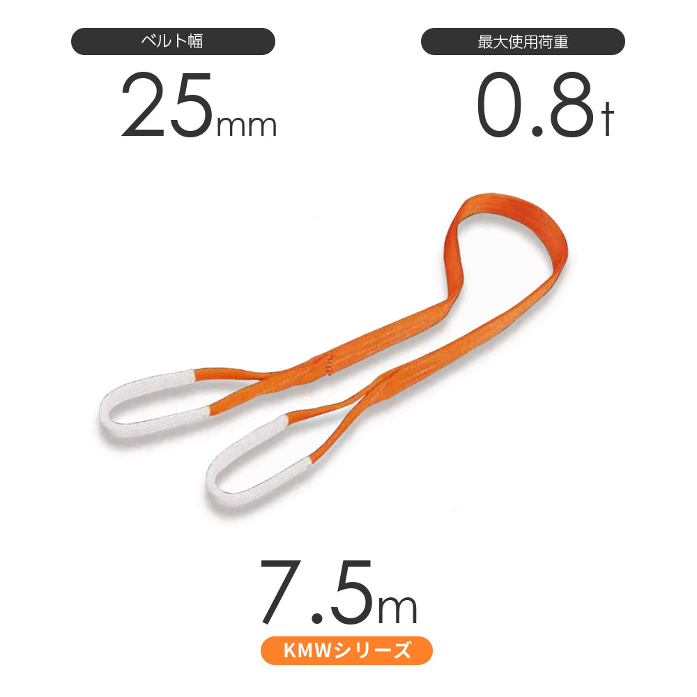 Rakuten - 国産ナイロンスリング KMWシリーズ（1色） 両端アイ形（E型）幅25mm×7.5m 使用荷重:0.8t 丸善織物