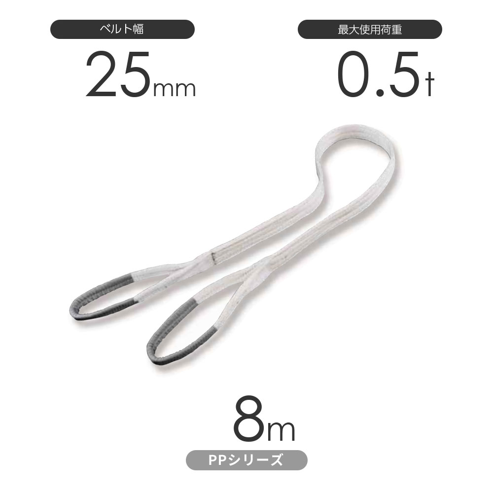 Rakuten - 化学薬品用ベルトスリング PPシリーズ 両端アイ形（E型）幅25mm×8m 使用荷重:0.5t 丸善織物