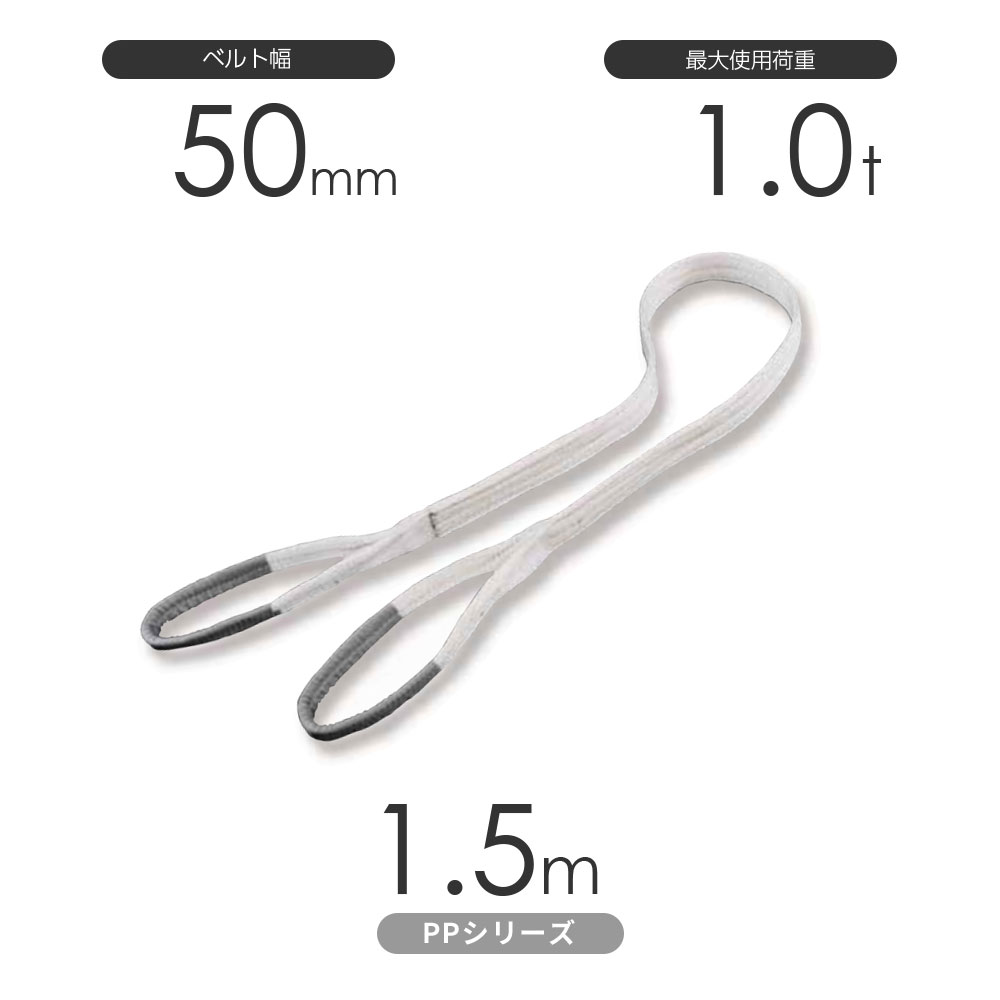 Rakuten - 化学薬品用ベルトスリング PPシリーズ 両端アイ形（E型）幅50mm×1.5m 使用荷重:1.0t 丸善織物
