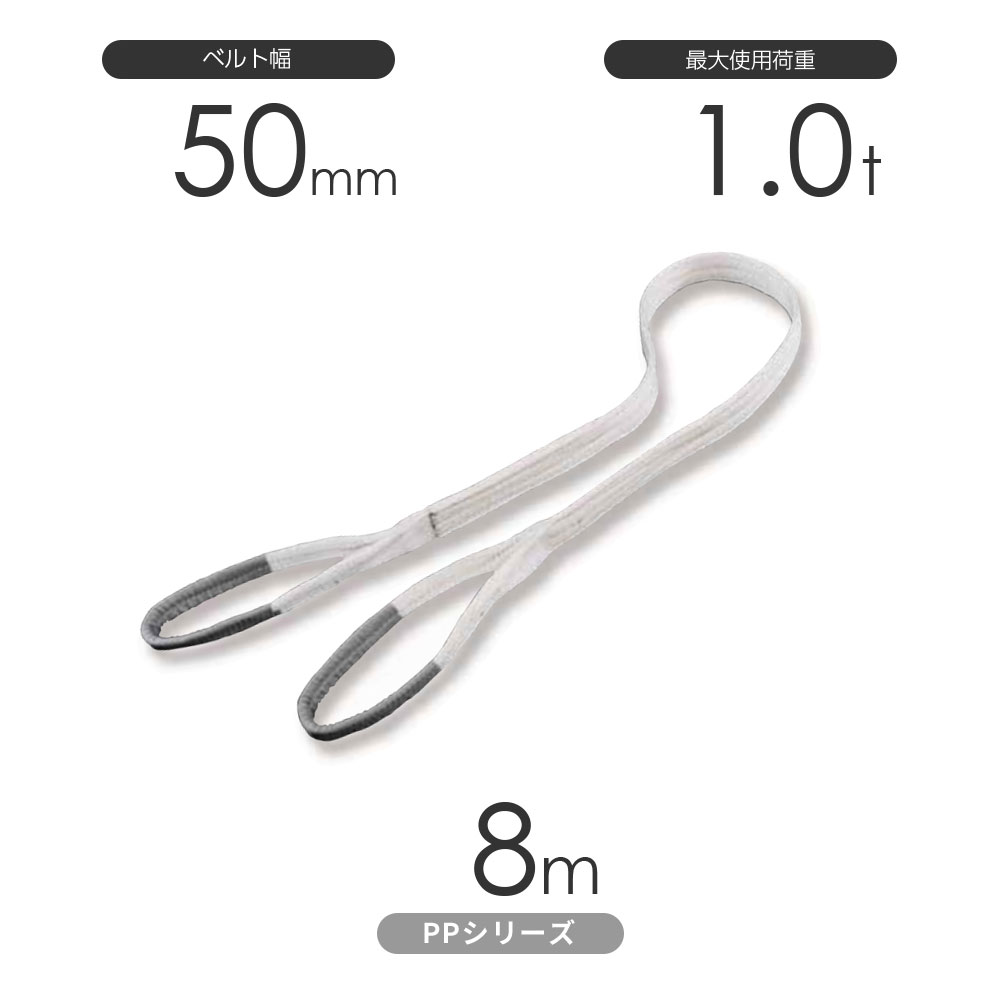 樂天商城 - 化学薬品用ベルトスリング PPシリーズ 両端アイ形（E型）幅50mm×8m 使用荷重:1.0t 丸善織物