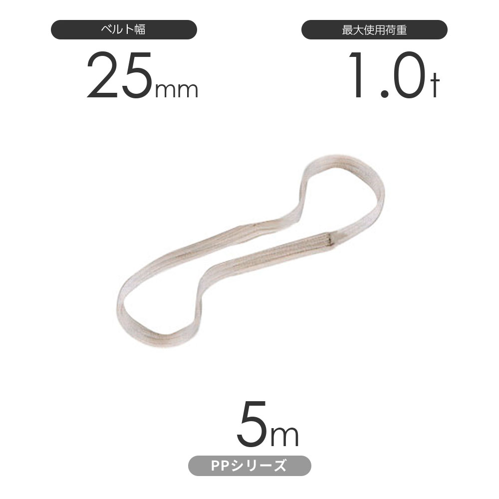 樂天商城 - 化学薬品用ベルトスリング PPシリーズ エンドレス形（N型）幅25mm×5m 使用荷重:1.0t 丸善織物