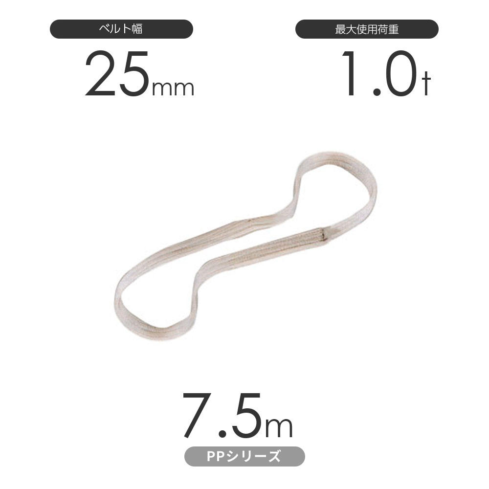 Rakuten - 化学薬品用ベルトスリング PPシリーズ エンドレス形（N型）幅25mm×7.5m 使用荷重:1.0t 丸善織物