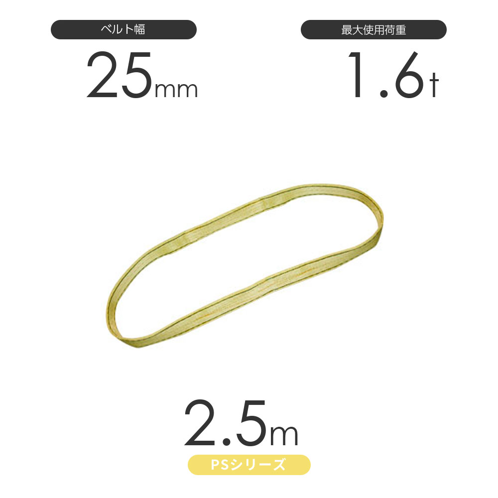 国産ポリエステルスリング PSシリーズ エンドレス形（N型）幅25mm×2.5m 使用荷重:1.6t 丸善織物