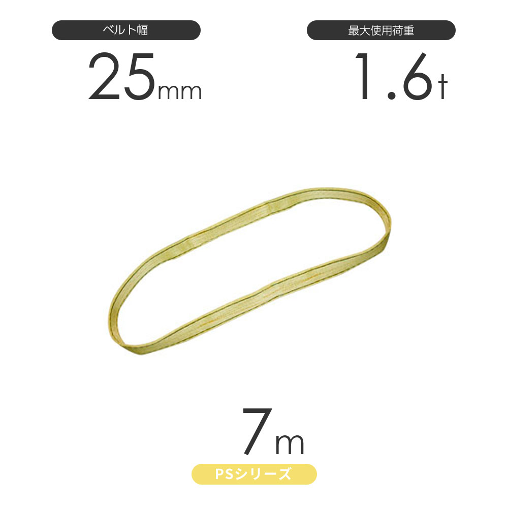 国産ポリエステルスリング PSシリーズ エンドレス形（N型）幅25mm×7m 使用荷重:1.6t 丸善織物