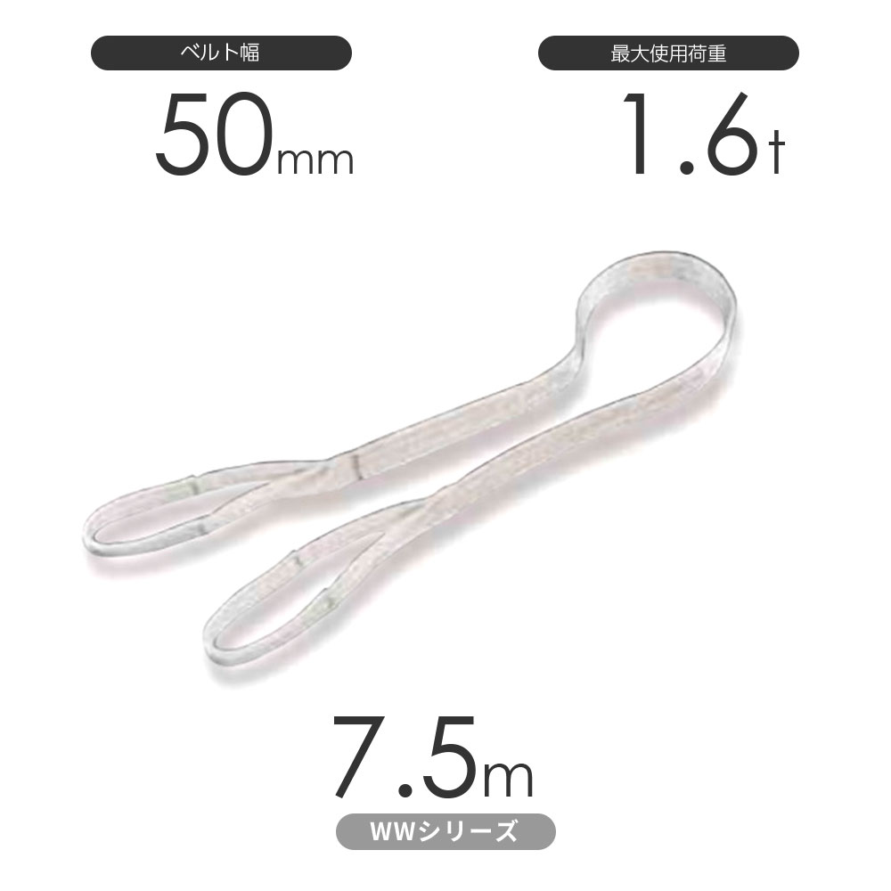 樂天商城 - 国産ナイロンスリング WWシリーズ（未染色） 両端アイ形（E型）幅50mm×7.5m 使用荷重:1.6t 丸善織物