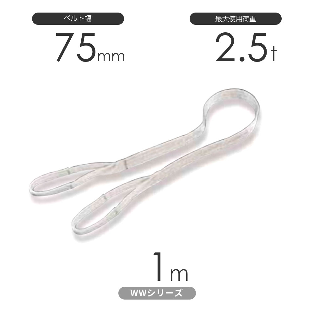 樂天商城 - 国産ナイロンスリング WWシリーズ（未染色） 両端アイ形（E型）幅75mm×1m 使用荷重:2.5t 丸善織物