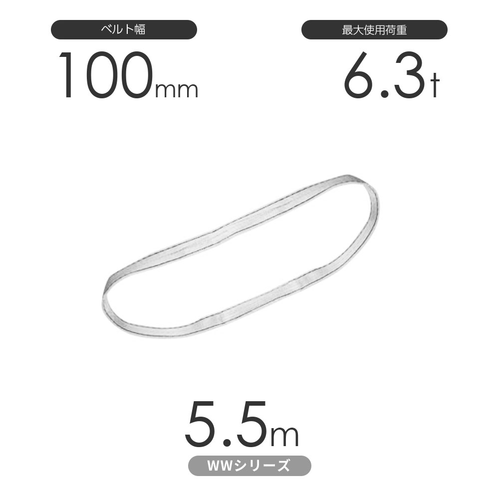 国産ナイロンスリング WWシリーズ（未染色） エンドレス形（N型）幅100mm×5.5m 使...