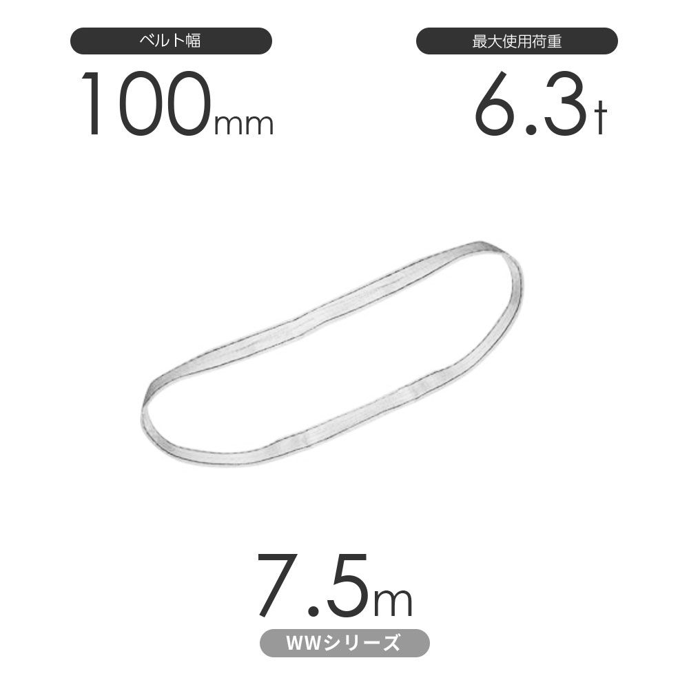 樂天商城 - 国産ナイロンスリング WWシリーズ（未染色） エンドレス形（N型）幅100mm×7.5m 使用荷重:6.3t 丸善織物