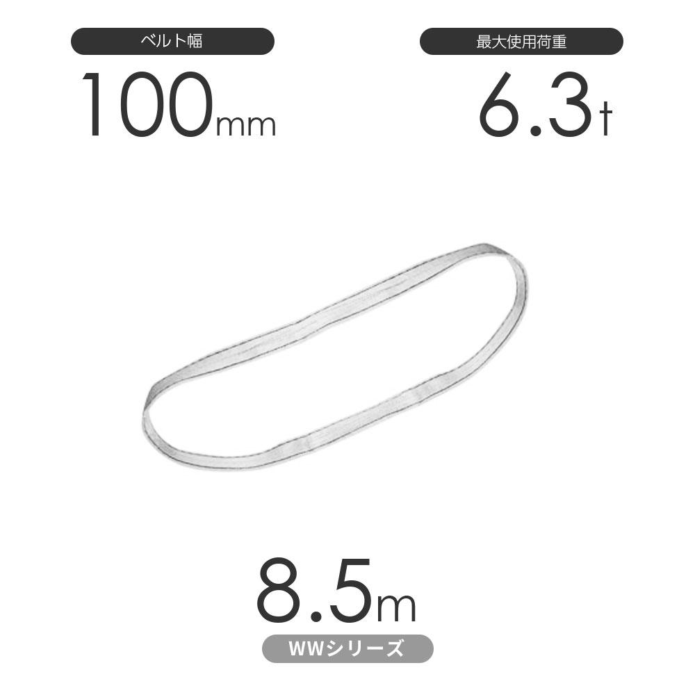 樂天商城 - 国産ナイロンスリング WWシリーズ（未染色） エンドレス形（N型）幅100mm×8.5m 使用荷重:6.3t 丸善織物