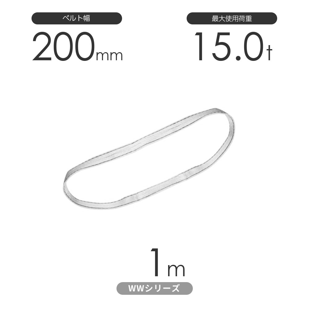 樂天商城 - 国産ナイロンスリング WWシリーズ（未染色） エンドレス形（N型）幅200mm×1m 使用荷重:15.0t 丸善織物
