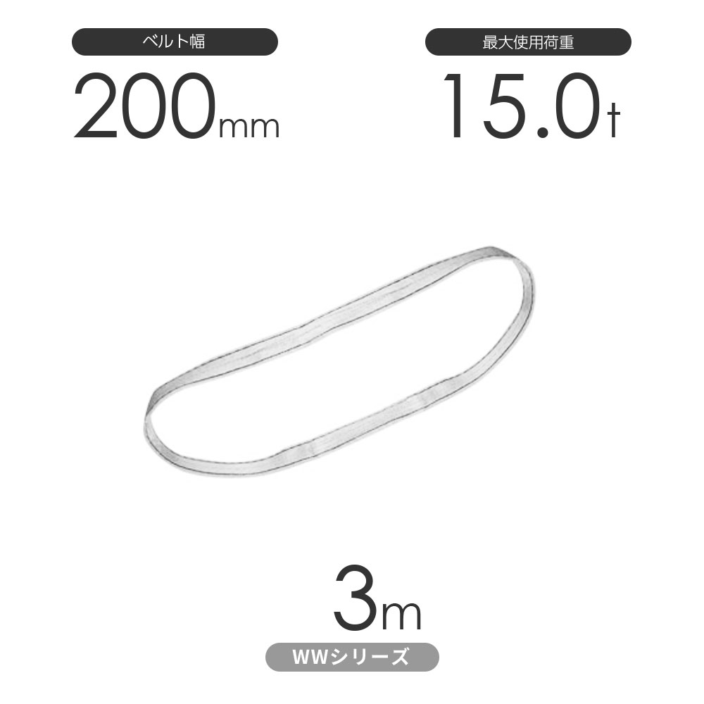 樂天商城 - 国産ナイロンスリング WWシリーズ（未染色） エンドレス形（N型）幅200mm×3m 使用荷重:15.0t 丸善織物
