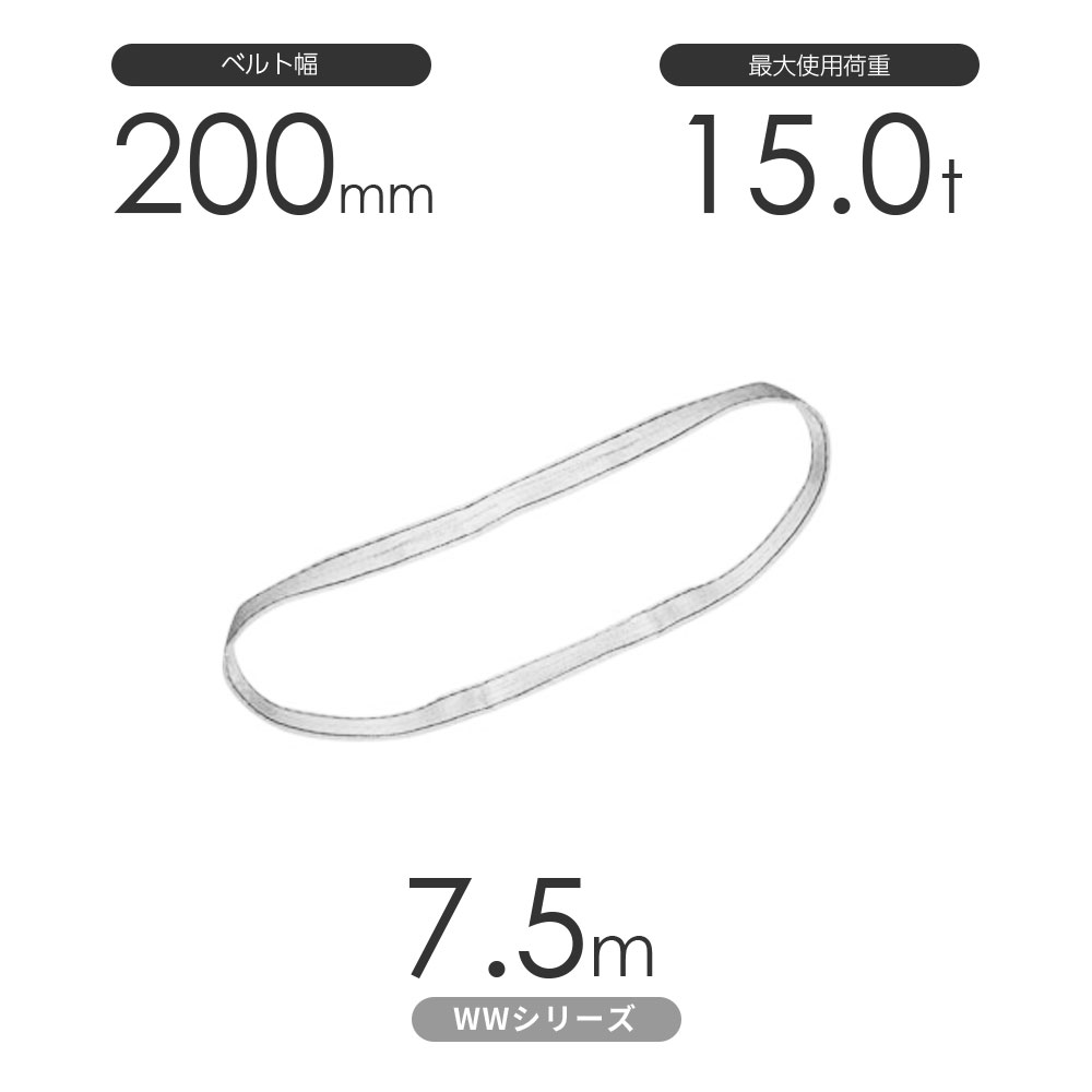 Rakuten - 国産ナイロンスリング WWシリーズ（未染色） エンドレス形（N型）幅200mm×7.5m 使用荷重:15.0t 丸善織物