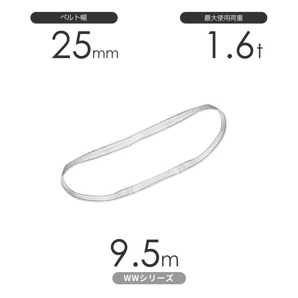 樂天商城 - 国産ナイロンスリング WWシリーズ（未染色） エンドレス形（N型）幅25mm×9.5m 使用荷重:1.6t 丸善織物