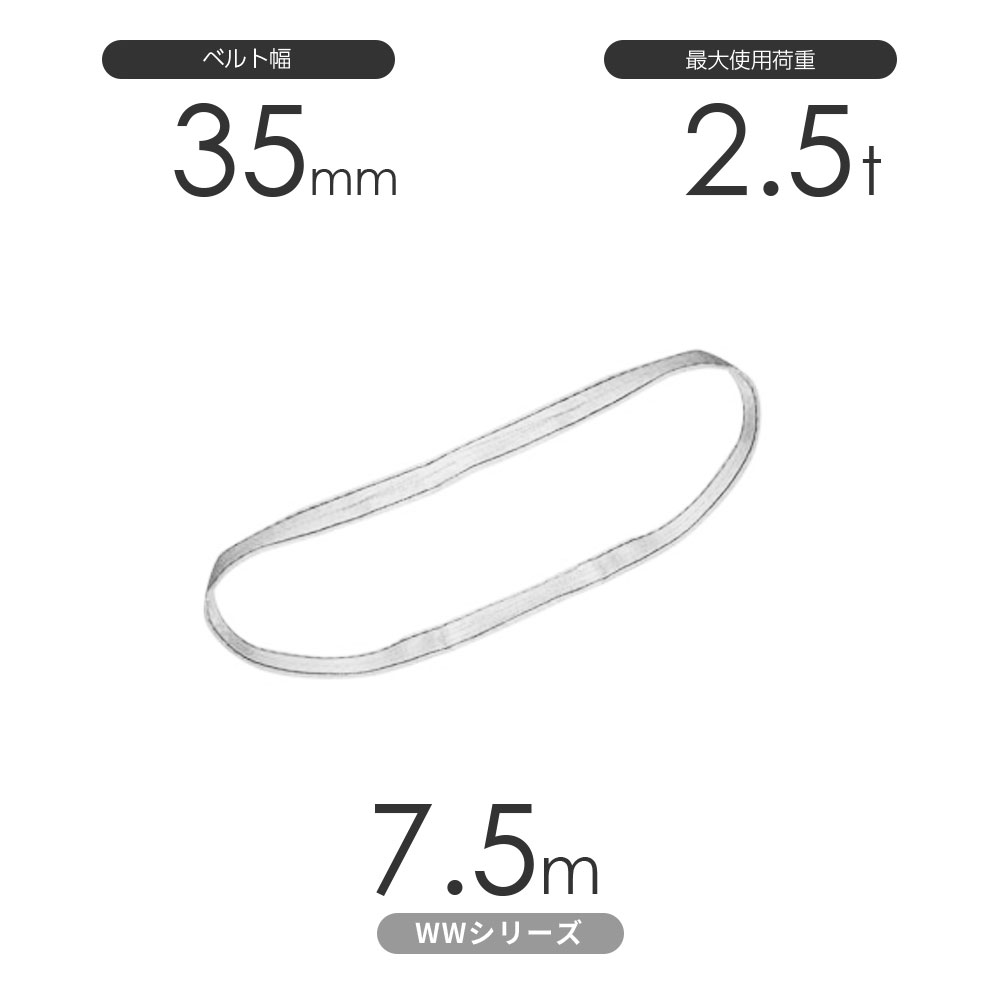Rakuten - 国産ナイロンスリング WWシリーズ（未染色） エンドレス形（N型）幅35mm×7.5m 使用荷重:2.5t 丸善織物