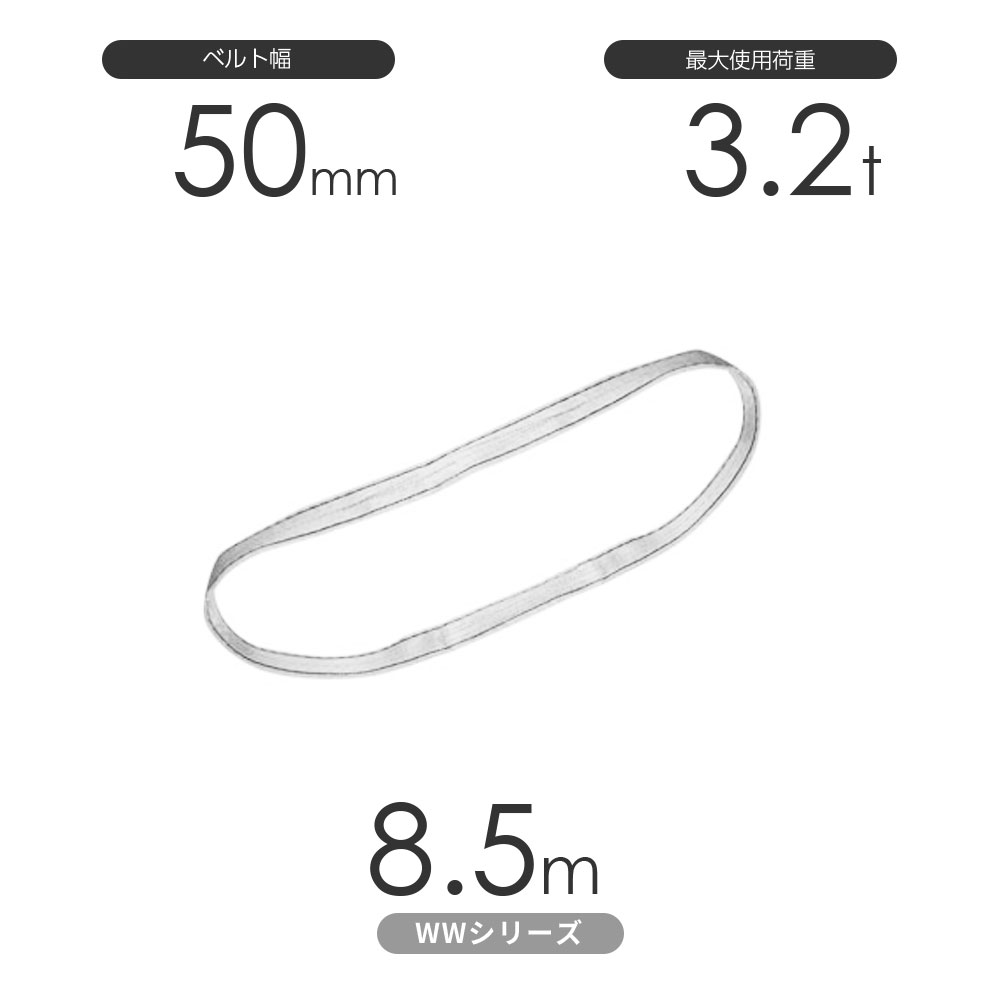 Rakuten - 国産ナイロンスリング WWシリーズ（未染色） エンドレス形（N型）幅50mm×8.5m 使用荷重:3.2t 丸善織物