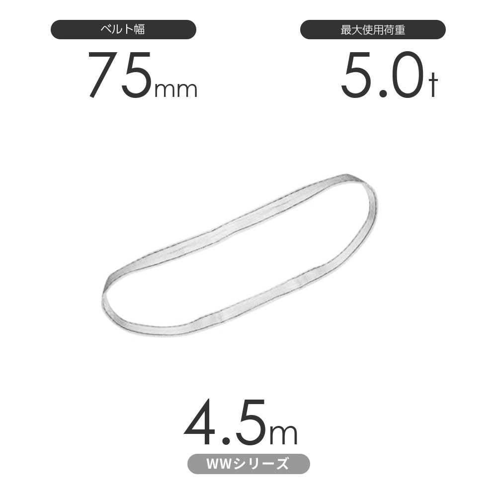 樂天商城 - 国産ナイロンスリング WWシリーズ（未染色） エンドレス形（N型）幅75mm×4.5m 使用荷重:5.0t 丸善織物