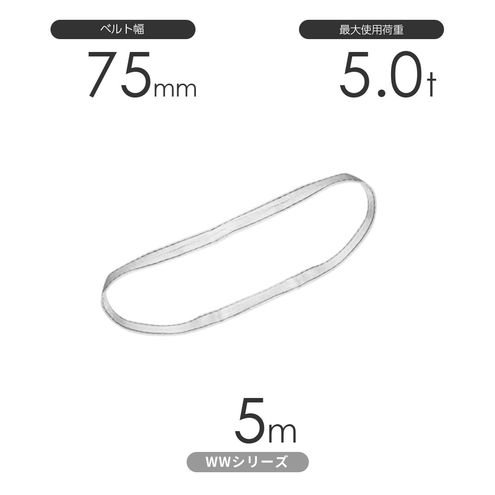 樂天商城 - 国産ナイロンスリング WWシリーズ（未染色） エンドレス形（N型）幅75mm×5m 使用荷重:5.0t 丸善織物