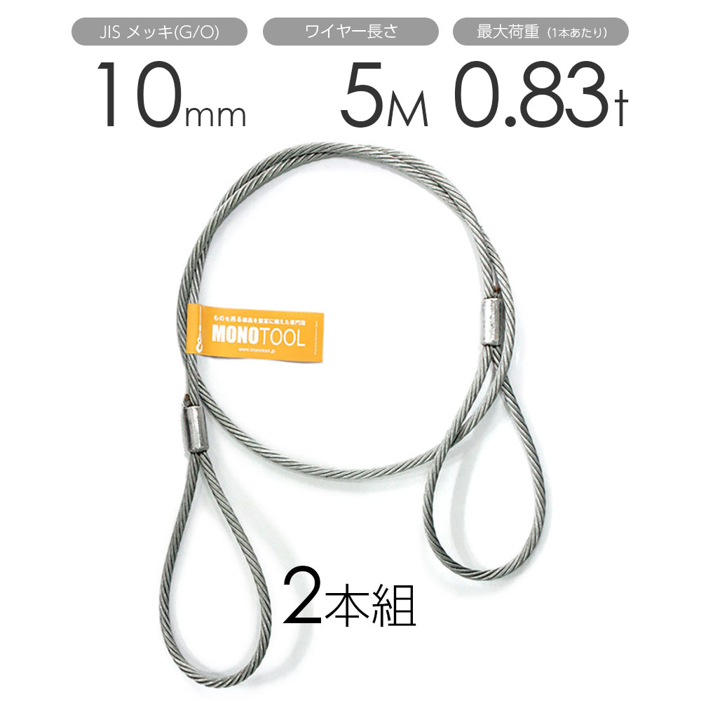 樂天商城 - 玉掛けワイヤー 2本組 両アイロック加工 メッキ 10mmx5m