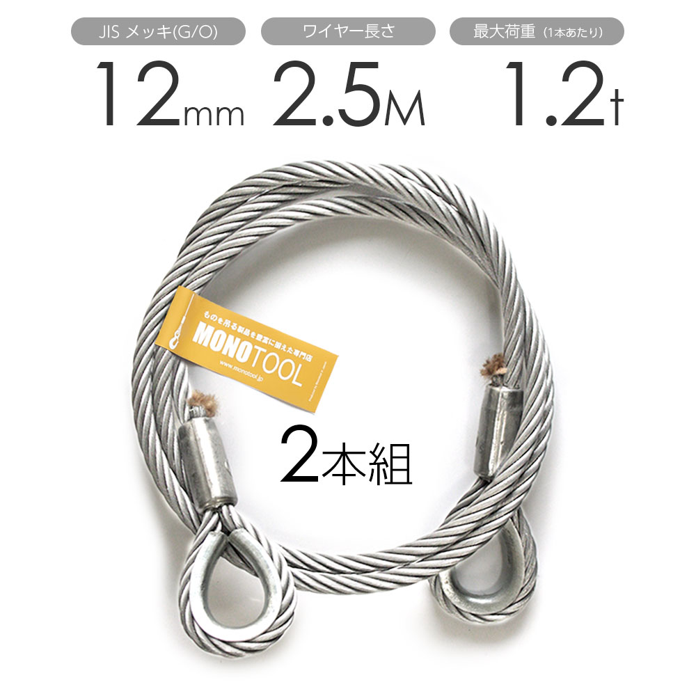 樂天商城 - 玉掛けワイヤー 2本組 両シンブル メッキ 12mmx2.5m